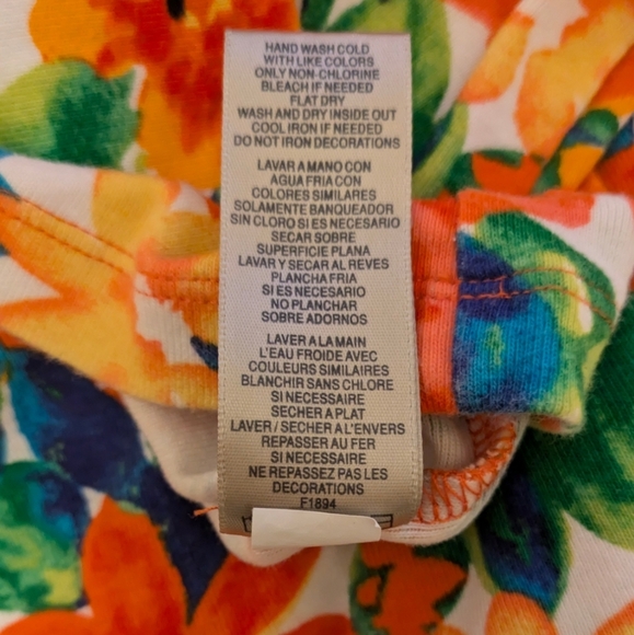 Rafaella Bright Vibrant Cotton Floral Top with Metal Embellishment Orange Red, L - Picture 5 of 8